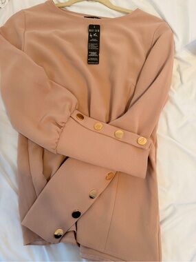 Blush Pink Button Cuff Blouse